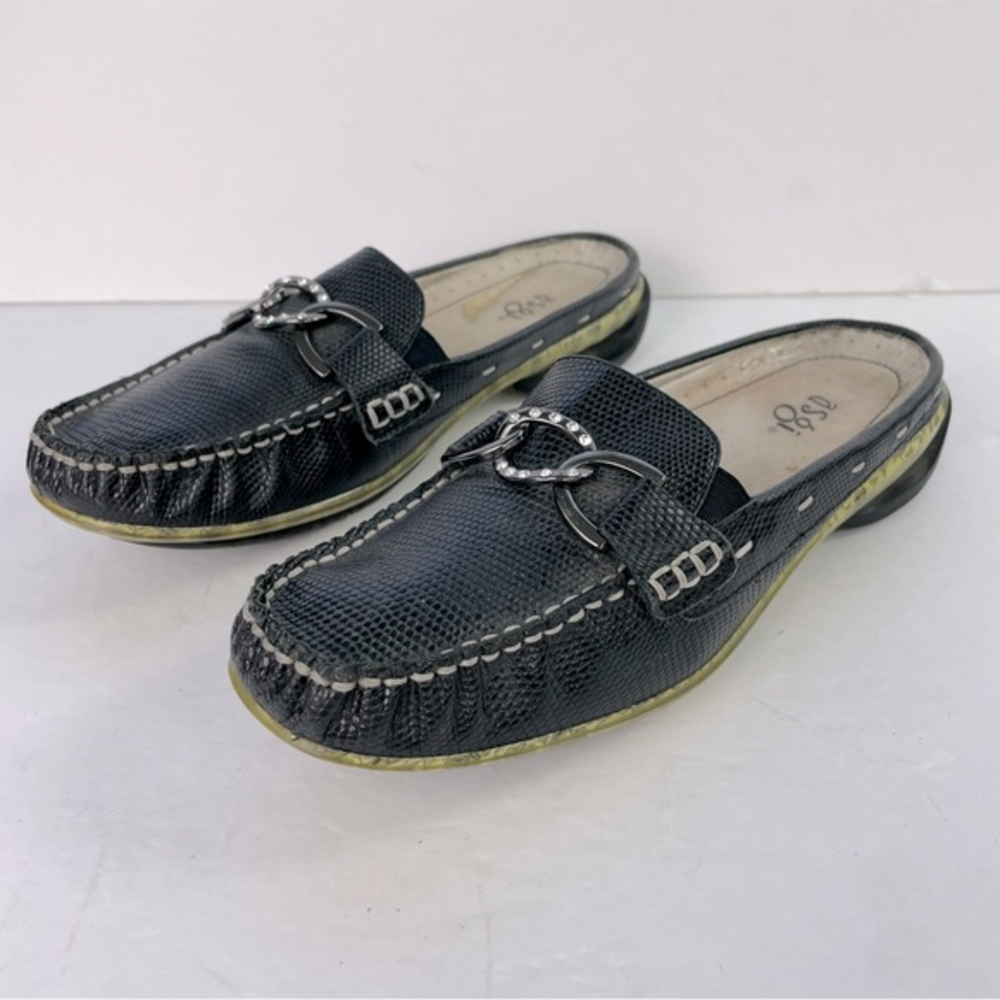 asgi Black Snakeskin Slip-On Driving‎ Mule